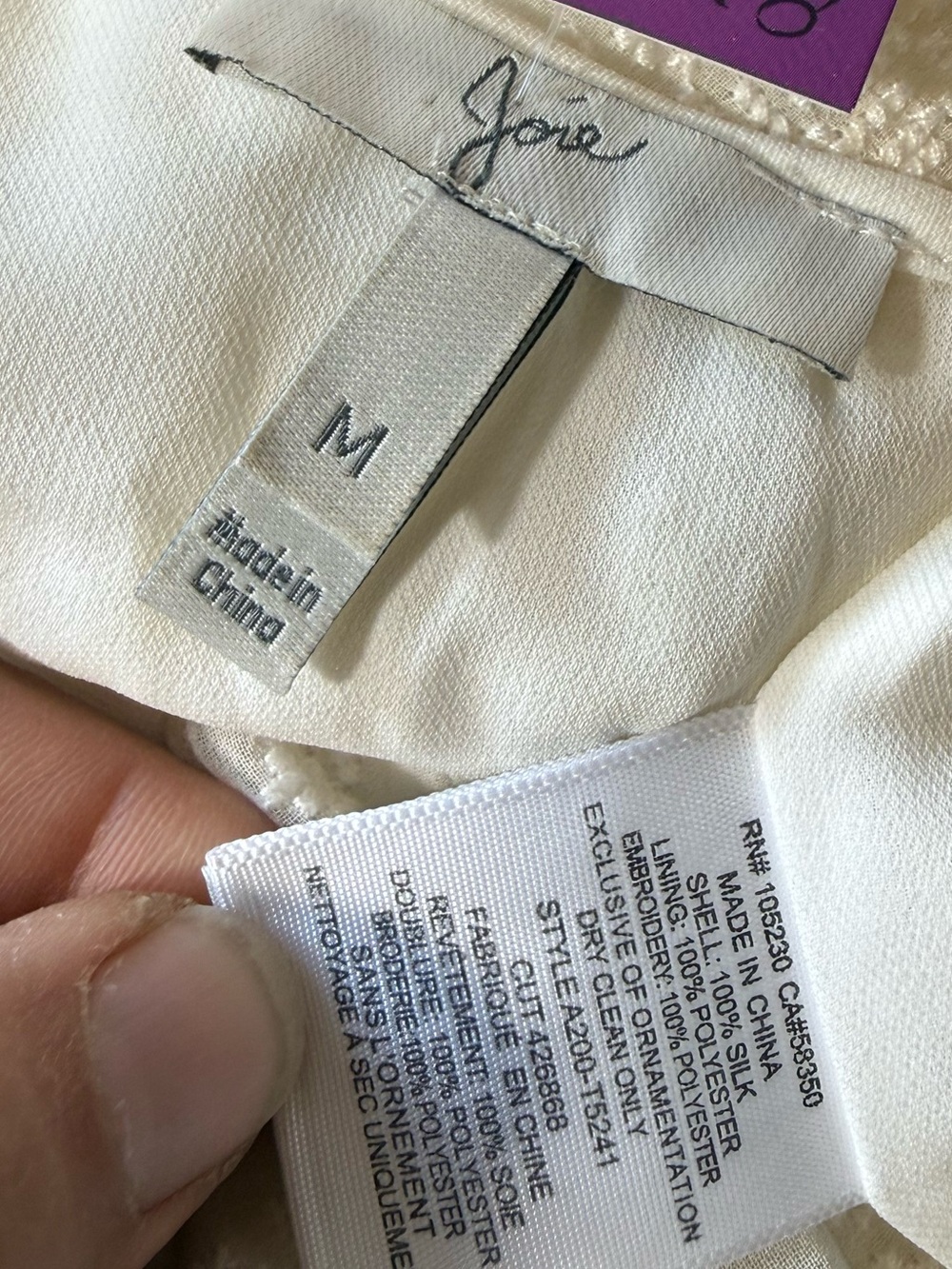 100% Silk Joie Bohi Ivory lace camisole top - Picture 2 of 3